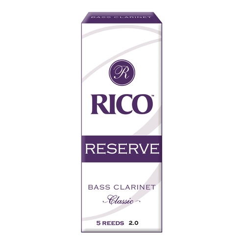 Rico Reserve Classic Bass Clarinet Reeds, Strength 2.0, 5-pack