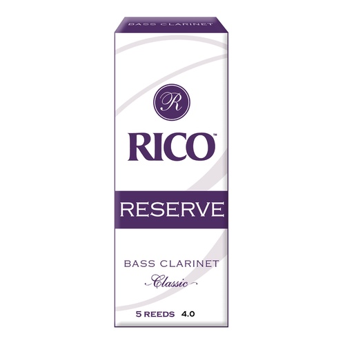 Rico Reserve Classic Bass Clarinet Reeds, Strength 4.0, 5-pack