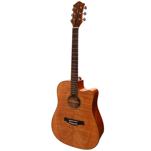 Ranch RG-D-4C Flame Maple Top Acoustic Dreadnought Cutaway Guitar with Belcat K4T Pickup System, Natural Gloss Finish