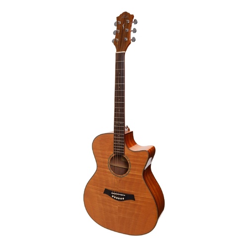 Ranch RG-F-4C Acoustic Small-Body Cutaway Guitar with Flame Maple Top and Belcat K4T Pickup System (Natural Gloss)