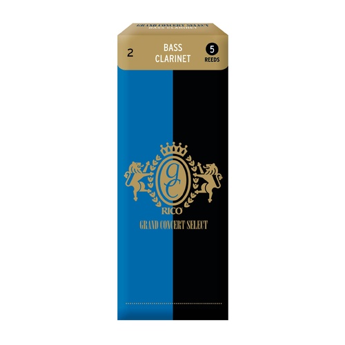 Rico Grand Concert Select Bass Clarinet Reeds, Strength 2.0, 5-pack