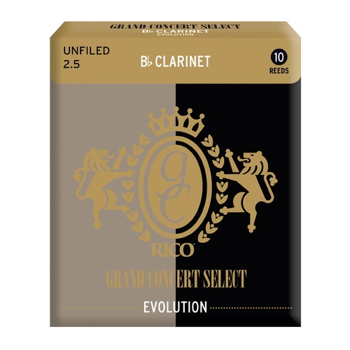 Rico Grand Concert Select Evolution Bb Clarinet Reeds, Strength 2.5, 10-pack