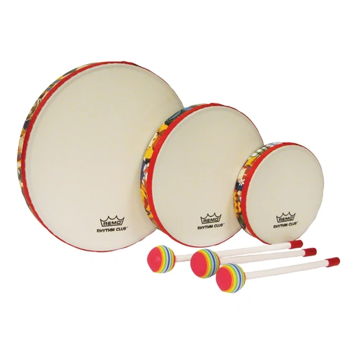 Remo Rhythm Club Hand Drum Set - 6/8/10 Inch Drums with Mallets