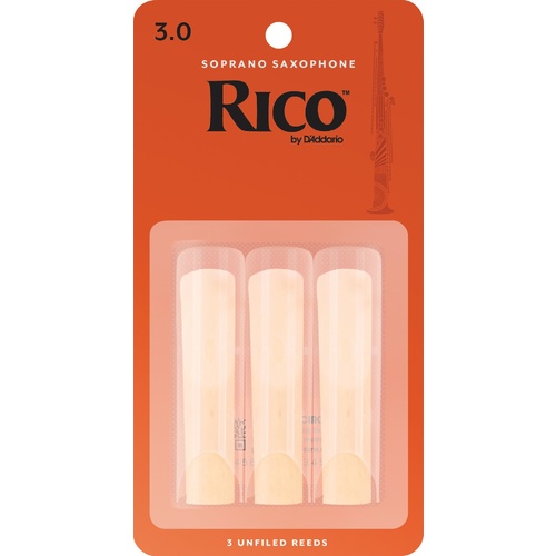 Rico Soprano Sax Reeds, Strength 3.0, 3-pack