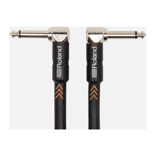 ROLAND RIC-B1AA Black Series Instrument Cable - 1ft Right-Angle 1/4" Connectors, Oxygen-Free Copper Core