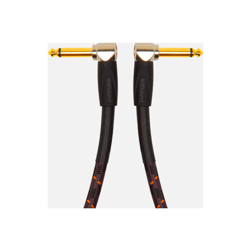 ROLAND RIC-G3AA Gold Series 3ft Instrument Cable - Right-Angle 1/4" Connectors, Low Noise Transmission
