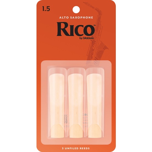 Rico Alto Sax Reeds, Strength 1.5, 3-pack