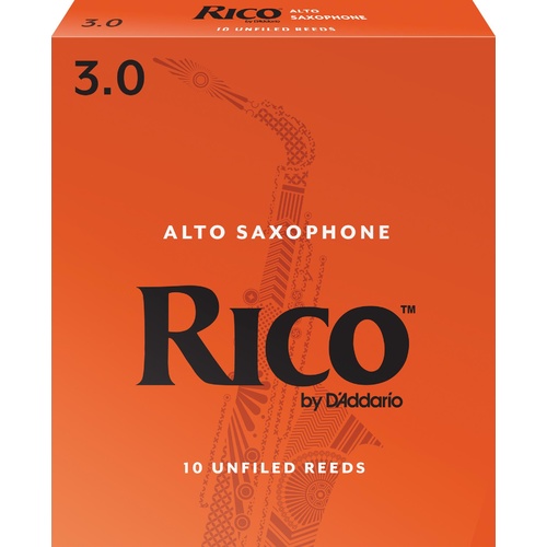 Rico Alto Sax Reeds, Strength 3.0, 10-pack