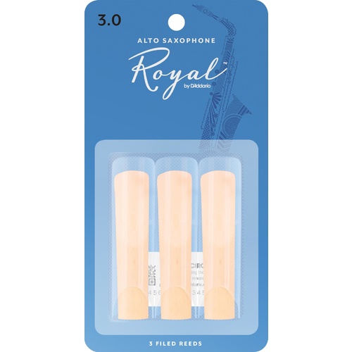 Rico Royal Alto Sax Reeds, Strength 3.0, 3-pack