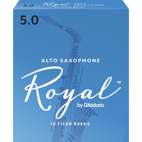 Rico Royal Alto Sax Reeds, Strength 5.0, 10-pack