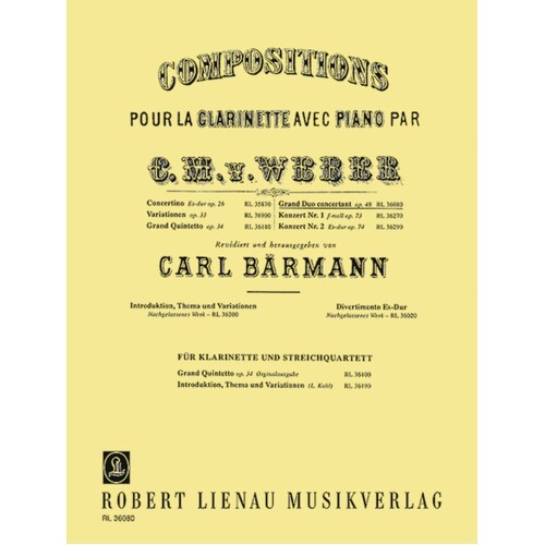 Weber - Grand Duo Concertant Op 48 Clarinet/Piano (Softcover Book)