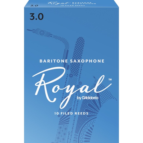 Rico Royal Baritone Sax Reeds, Strength 3.0, 10-pack