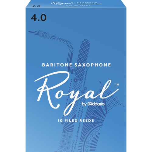 Rico Royal Baritone Sax Reeds, Strength 4.0, 10-pack