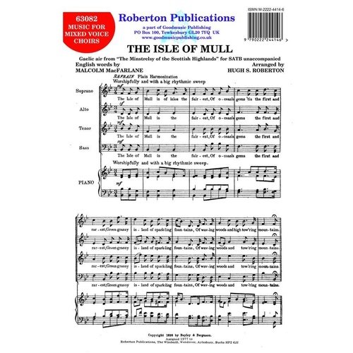 Isle of Mull SATB/Piano Choral Arrangement by Hugh S. Roberton