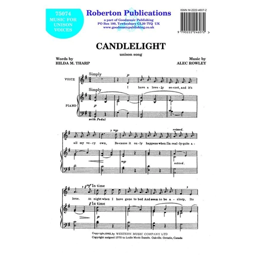 Rowley - Candle Light Unison Voices for Choral