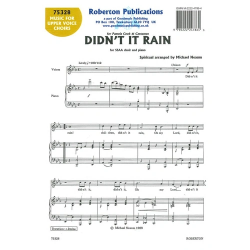 Didn't It Rain for SSAA Choir and Piano by Michael Neaum