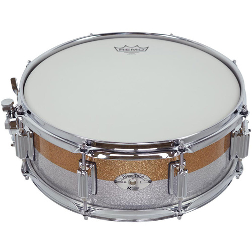Rogers PowerTone Series Wood Shell Snare Drum 14 x 5" Gold/Silver Two Tone Lacquer Sparkle