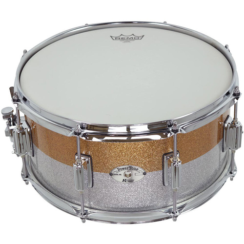 Rogers PowerTone Series Wood Shell Snare Drum - Gold/Silver Two Tone Lacquer Sparkle - 14 x 6.5" - Model No: 26-GSST