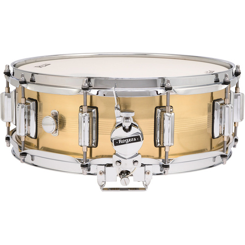Rogers Dyna-Sonic B7 Brass Snare Drum - Natural Brass Finish, 14 x 5", 1.2mm Shell, 10 Lug, Floating Snare Rail System