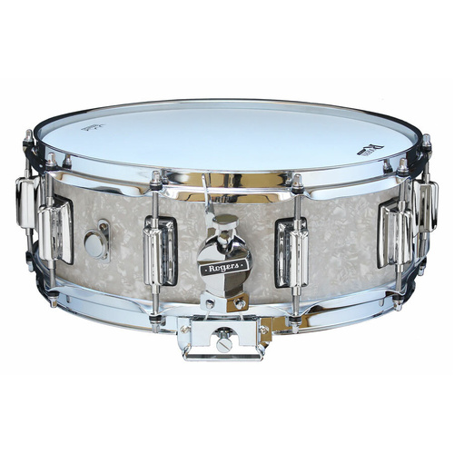 Rogers Dyna-Sonic Beavertail Snare Drum - White Marine Pearl, 14 x 5"