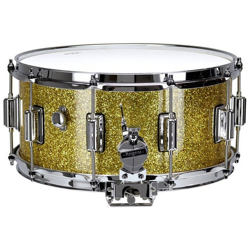 Rogers Dyna-Sonic Custom Series Snare Drum - Gold Sparkle Lacquer - 14 x 6.5" - Limited Edition, Floating Snare Rail System, 5-ply Maple/Poplar Shell