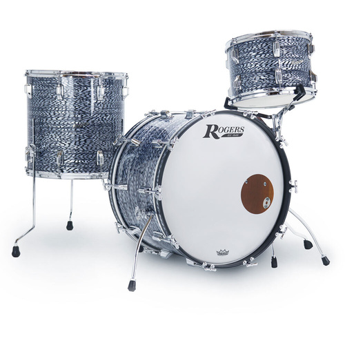 Rogers CLEO-0320HX Cleveland Series 3-Piece Drum Kit, Sky Blue Onyx, 14" x 20" Bass Drum, 14" x 14" Floor Tom, 8" x 12" Tom Tom