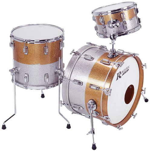 Rogers PT-0320HX PowerTone 3-Piece Drum Kit Gold/Silver Two Tone Lacquer Sparkle