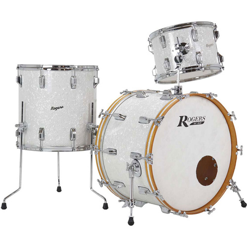Rogers PT-0322HX PowerTone 3-Piece Drum Kit White Marine Pearl Finish 14" x 22" Bass, 9" x 13" Tom, 16" x 16" Floor Tom