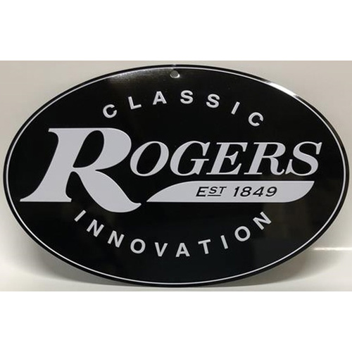 Rogers Metal Logo Sign - Black & Silver, 30 x 20cm, 0.8mm Thick