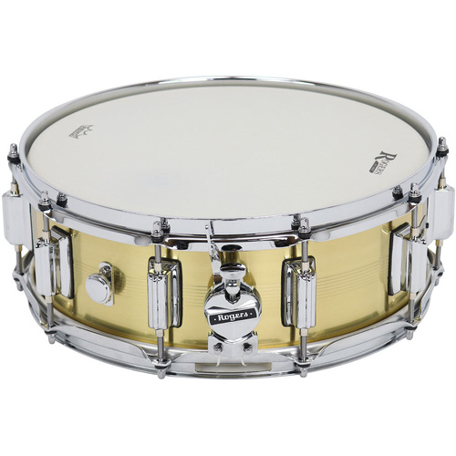 Rogers SuperTen Brass Series Snare Drum - Natural Brass Finish - 14 x 5" - Model No: 36-BN - 1.2mm Shell - 10 Lug Beavertail Lugs - Clock Face Throw-O