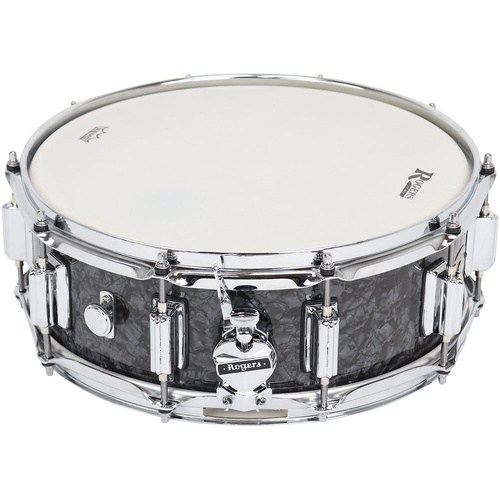 Rogers SuperTen Snare Drum - Black Pearl Finish, 14 x 5", 5-ply Maple-Poplar Shell, 10 Lugs, Clock Face Throw-Off, Remo Heads, Model No 36-BP