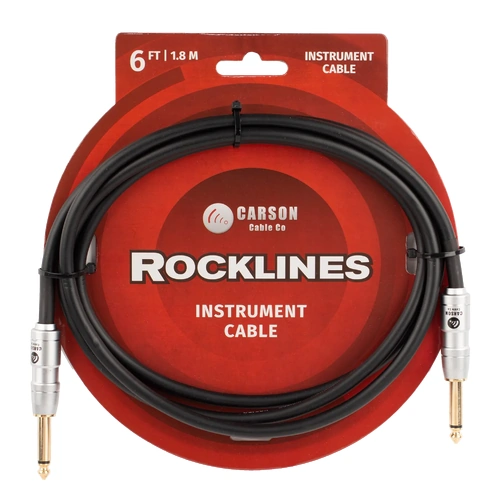 Carson Cable Co Rocklines 6ft Noiseless Instrument Cable, Straight to Straight, Black