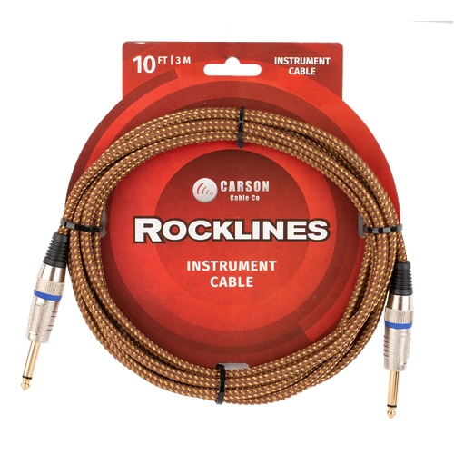 Carson Cable Co Rocklines 10ft Braided Vintage Tweed Guitar Cable