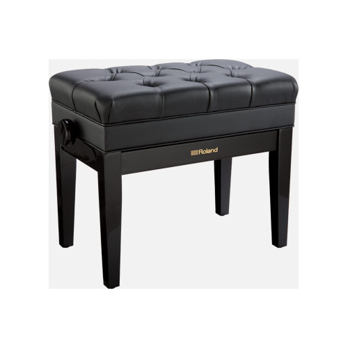 ROLAND RPB-500PE Adjustable Piano Bench - Polished Ebony Finish, Cushioned Seat, Solid Wood Construction