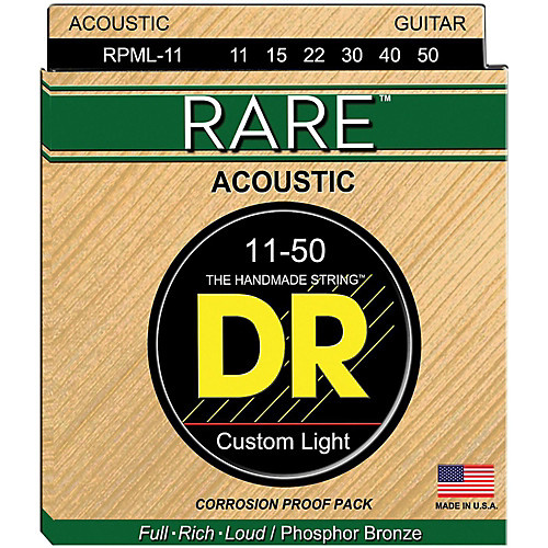 DR Strings RPML-11 Custom Light RARE Phosphor Bronze Acoustic Strings 11-50