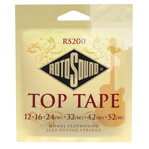 Rotosound Top Tape Monel Flatwound Jazz Guitar Strings 12-52 [RS200]