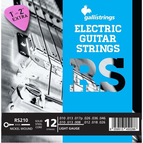 GALLI Nickel Nickel Round Wound 12 String Electric Guitar Strings.