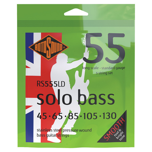Rotosound Solobass Pressure Wound 5 String Bass Guitar Strings 45-130 [RS555LD]