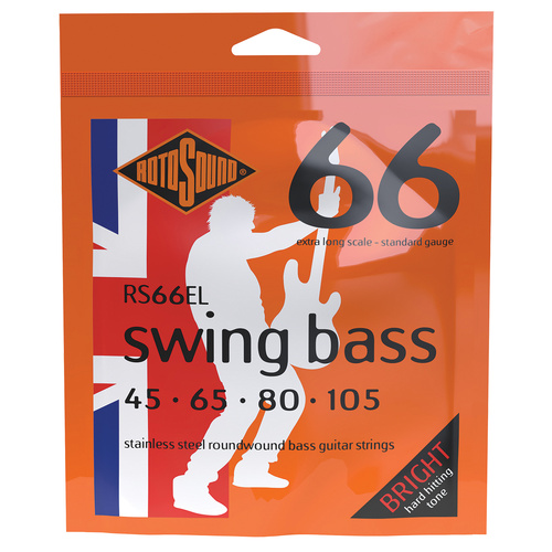Rotosound Swing Bass 66 Extra Long 45-105 Stainless Steel Roundwound Bass Guitar Strings RS66EL