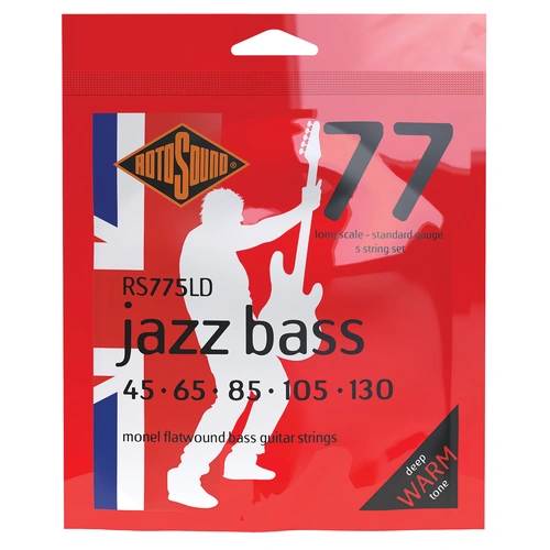 Rotosound Jazz Bass 77 Long Scale 45-105 Monel Flatwound Bass Guitar Strings [RS775LD]