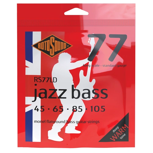 Rotosound Jazz Bass 77 Long Scale 45-105 Monel Flatwound Bass Guitar Strings [RS77LD]