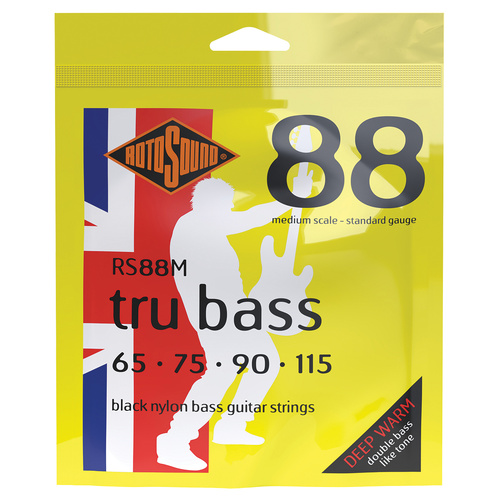 Rotosound Tru Bass 88 Black Nylon Tapewound Medium Scale Bass Guitar Strings 65-115 [RS88M]