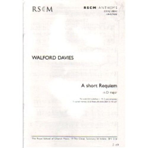 Short Requiem In D SATB Divisi