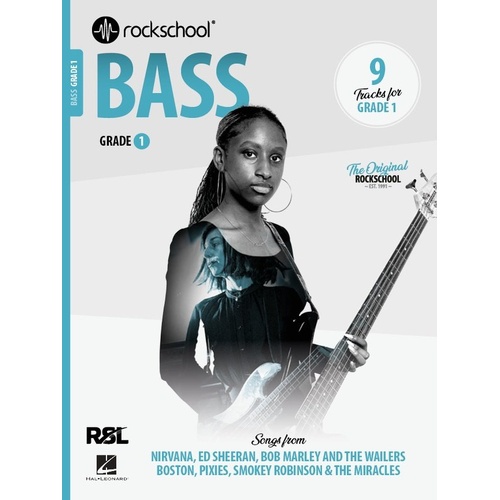 Rockschool Bass Grade 1 (2024) - Double Bass, 44 Pages, 9 Tracks, Original Arrangements for Rock and Pop Music