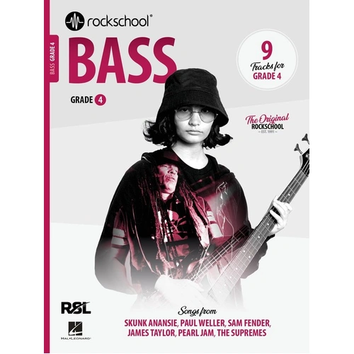 Rockschool Bass Grade 4 (2024) - Double Bass, 48 Pages, 9 Expertly Arranged Tracks