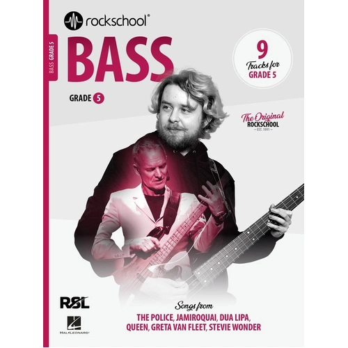 Rockschool Bass Grade 5 (2024) Double Bass Syllabus with 9 Tracks, 56 Pages