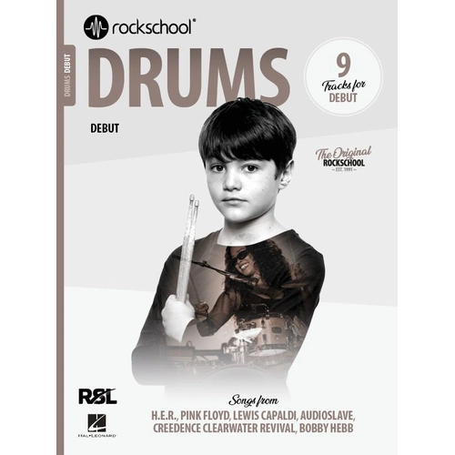 Rockschool Drums Debut (2024) Graded Publication, 32 Pages, Features 9 Tracks Including "Fortunate Son" and "Another Brick In The Wall, Pt. 2"
