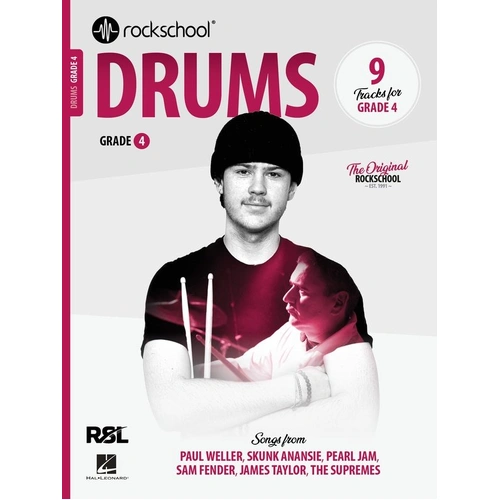 Rockschool Drums Grade 4 (2024) - 48 Pages, Percussion, Includes 9 Tracks, Publisher: Rock School Limited