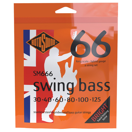 Rotosound Swing Bass 66 Hybrid 30-125 Stainless Steel Long Scale 6-String Set [RSM666]