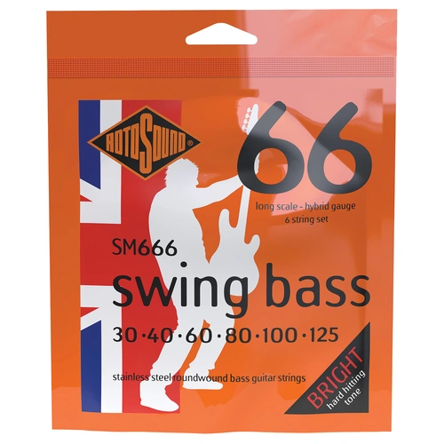 Rotosound Swing Bass 66 Hybrid 30-125 Stainless Steel Long Scale 6-String Set RSM666